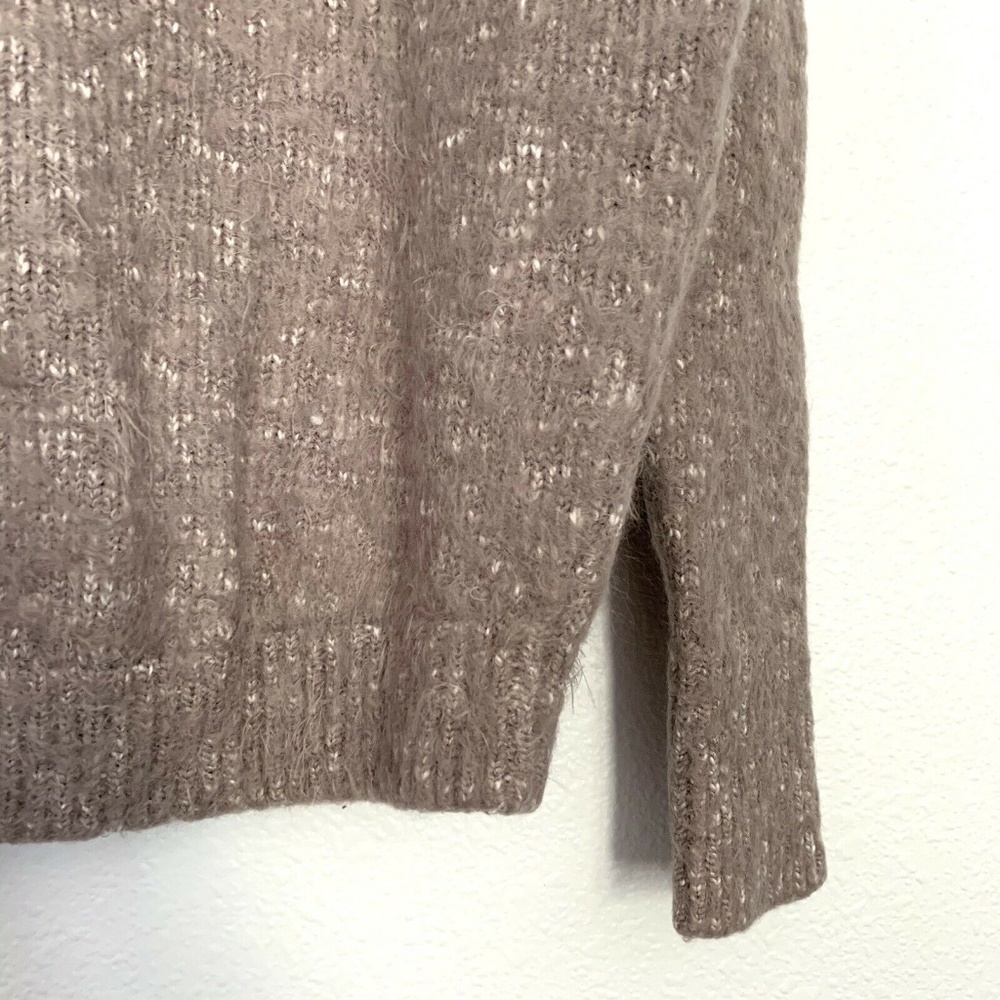 Express Mauve Pink Fuzzy Lace Up Sweater_9